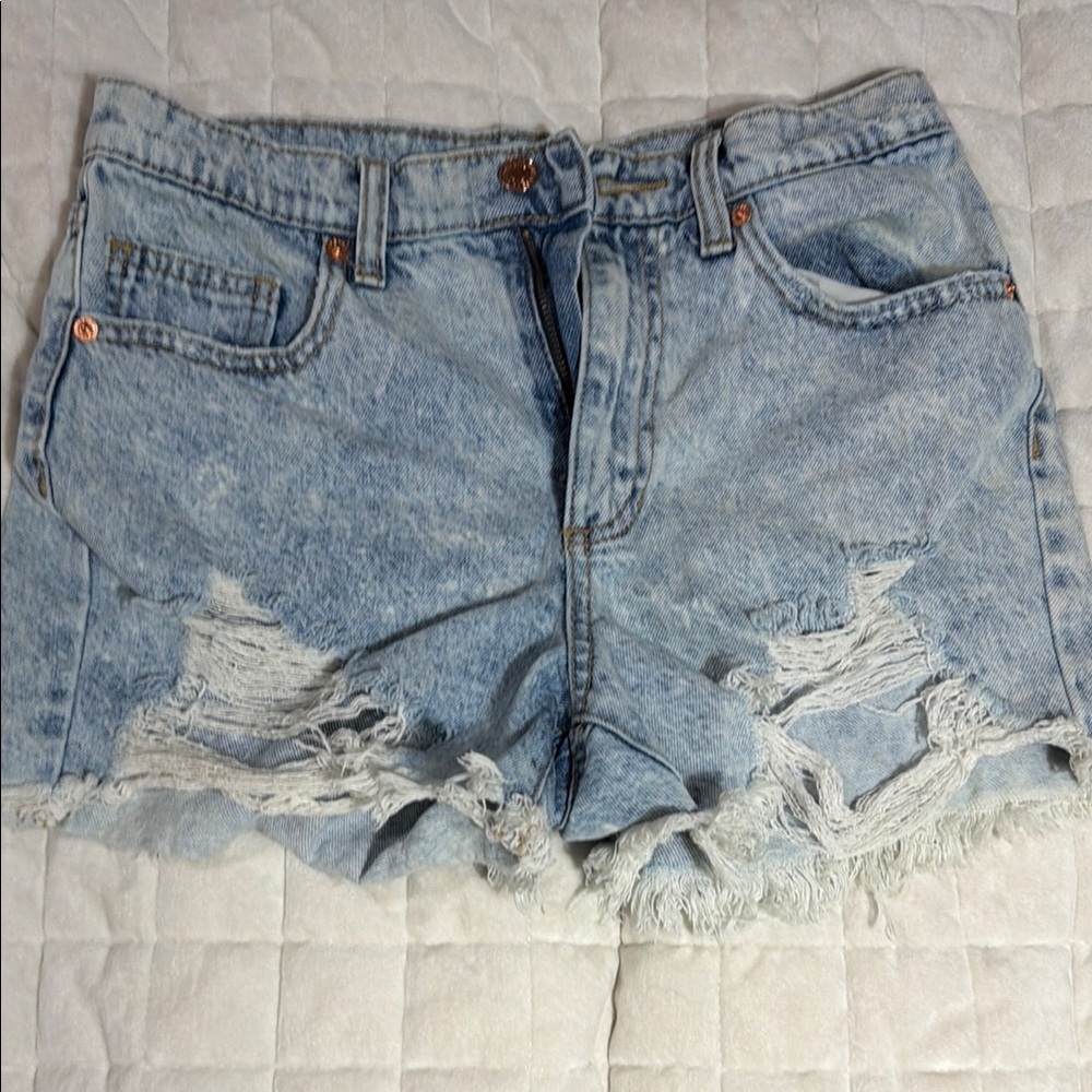Light Wash Distressed Women's Denim Shorts